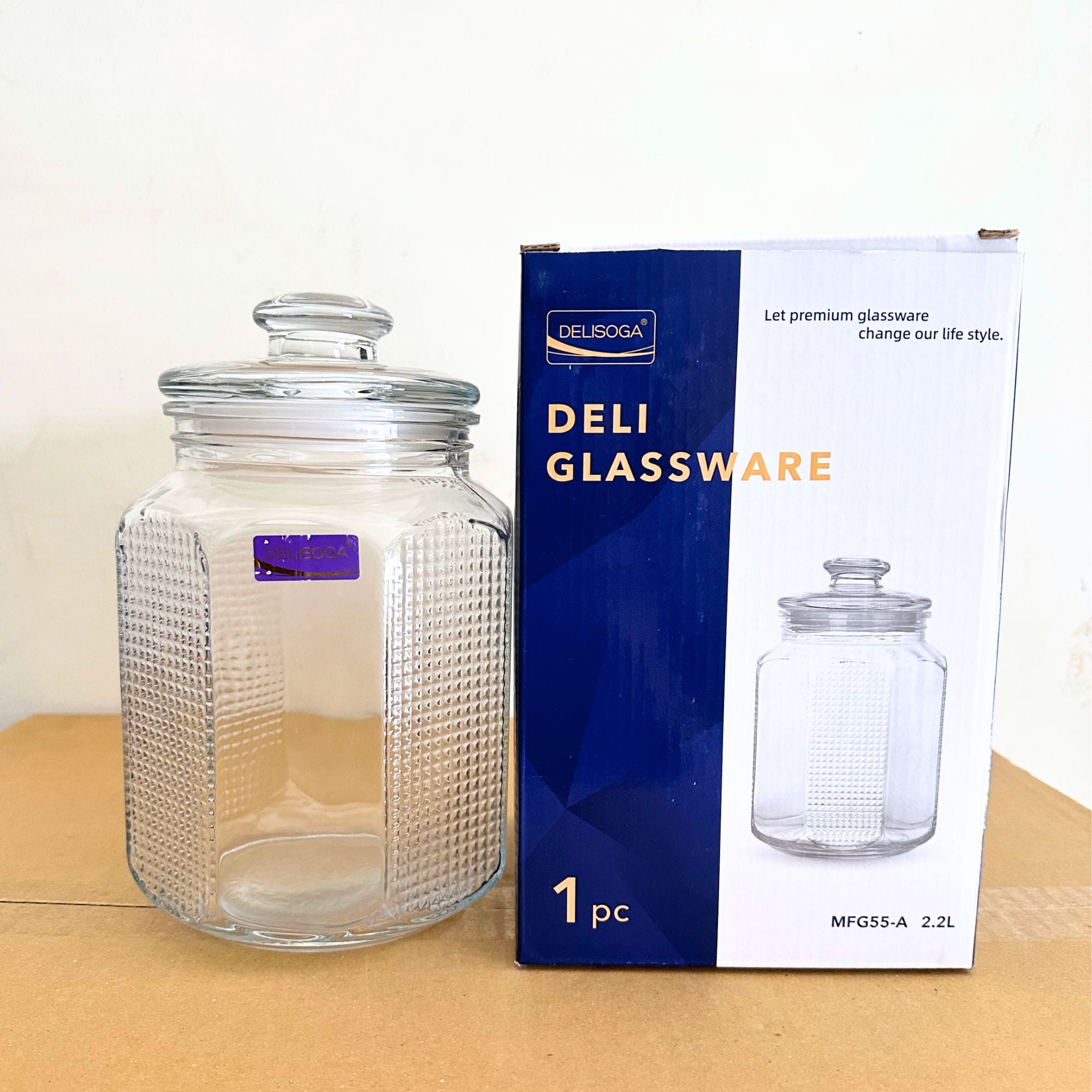 Delisoga Glassware 2.2L Glass Jar with Airtight Lid