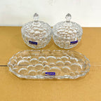 Delisoga Glassware 3 Pcs Candy Set with Serving Tray