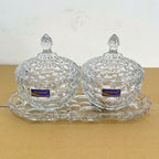 Delisoga Glassware 3 Pcs Candy Set with Serving Tray
