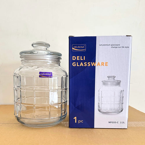 Delisoga Glassware 2.2L Glass Jar with Airtight Lid